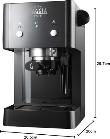 Кавоварка Gaggia RI8423/11 GranGaggia Style, еспресо-машина, 15 бар, для меленої кави та чалд, чорна