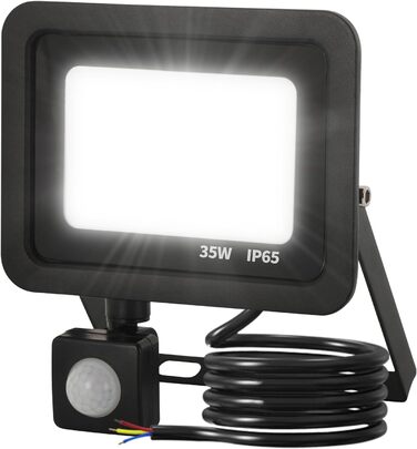 Світлодіодний прожектор 50Вт, 5000Лм, 72 LED, IP65, холодне біле світло 6500К, для вулиці, гаража, саду, з датчиком руху, 230В, 2 шт., чорний