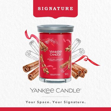Ароматна свічка Yankee Candle Signature Sparkling Cinnamon, велика тумблер-свічка з тривалим горінням, соєвий віск