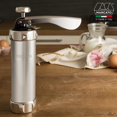 Прес для печива Marcato Classic, хромована сталь, сріблястий, 20 насадок, 15.9×6×21.7 см
