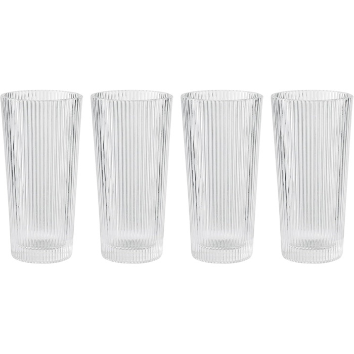 Склянки Stelton Pilastro для лонгдринків, рифлені, 300 мл, набір 4 шт, скло, стійкі до посудомийки, штабельовані, для гарячих і холодних напоїв