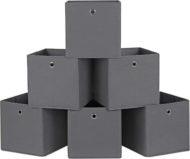 Набір з 6 складаних коробок-органайзерів SONGMICS, 30x30x30 см, з отвором для пальців, сірий