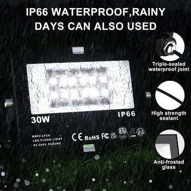 Розумний RGB LED прожектор ChangM 30W, 4 шт, Bluetooth, 16 млн кольорів, IP66, вуличний водонепроникний світильник для саду та підсвічування атмосфери