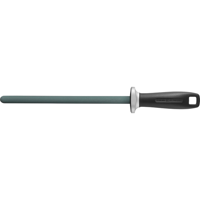 Керамічний мусат ZWILLING 23 см з чорної ручкою та кухонний ніж ZWILLING 20 см з широким лезом, чорний/сріблястий