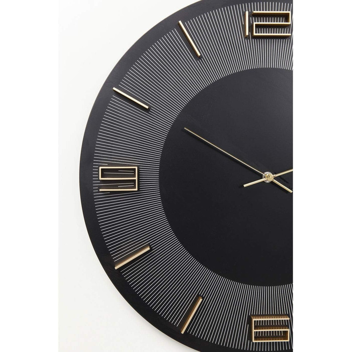 Настінний годинник Kare Design Leonardo, чорний/золотий, 49 см, алюмінієвий, сучасний, круглий, для вітальні, спальні, офісу