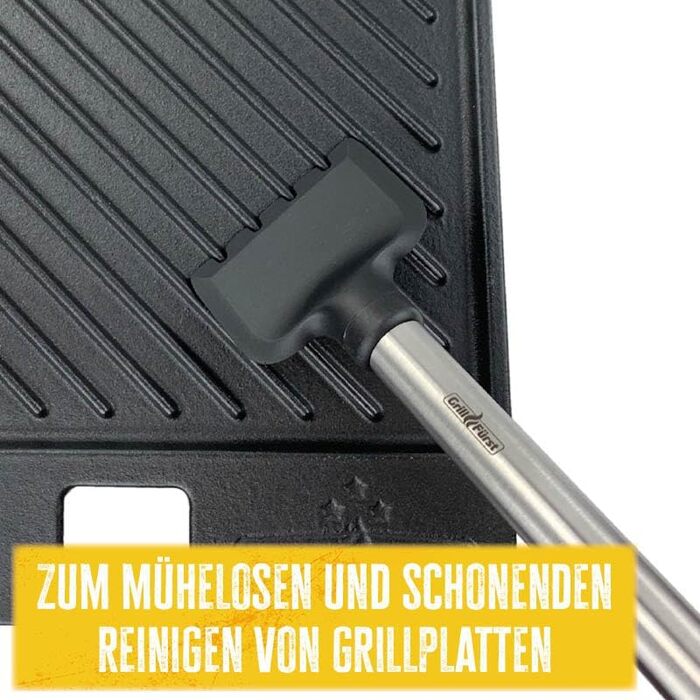 Преміум-щітка для гриля Grillfürst з латунними щетинами для чавунних решіток + спрей для догляду за чавуном і спеціальний шкребок