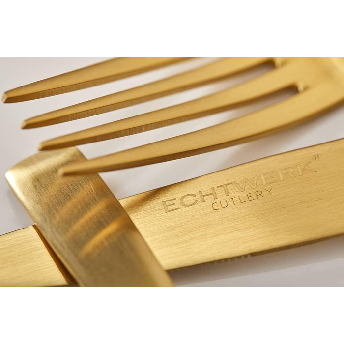 Набір столових приборів ECHTWERK Avelino Gold Edition, 20 предметів, матова нержавіюча сталь 18/10, для 4 осіб, преміум якість, для весіль, свят та декору столу