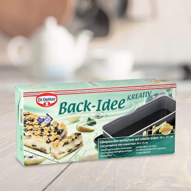 Прямокутна форма для випічки Dr. Oetker 30x12 см з антипригарним покриттям, емальований метал, стійка до подряпин, з сервірувальним дном