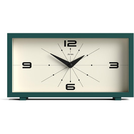 Настільний годинник JONES CLOCKS Odeon, сучасний прямокутний ретро-дизайн, зелений, для столу, полиці, каміна чи тумбочки