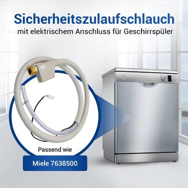 Шланг Aquastop для посудомийної машини 1,8 м VIOKS, заміна для Miele 10499864 7638501 5268990 10499862 7638500, з водозапобіжником, підключення 3/4 дюйма, сумісний з Mondia, Meteor, EuroStar