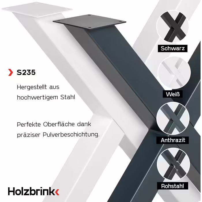 Ніжка столу HOLZBRINK металева біла Х-подібна форма 40x43 см