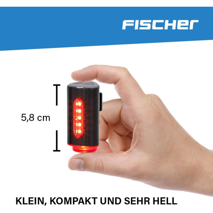 Світлодіодний велосипедний задній ліхтар Fischer Twin Stop з акумулятором, 360° підсвітка, до 8 годин роботи, USB-зарядка, чорний