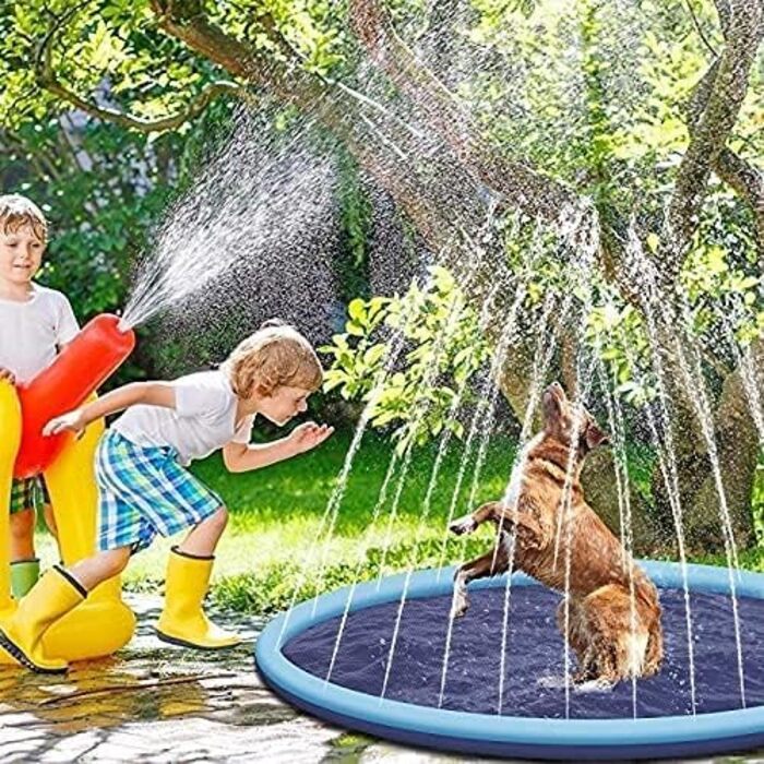 Складаний басейн-мат для собак 150 см, ігровий водний килимок для домашніх тварин, спрей-мат для літнього відпочинку на вулиці, переносний, для саду та подвір'я