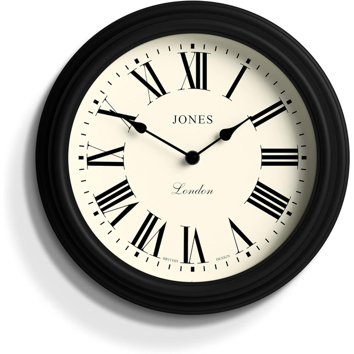 Настінний годинник Jones Clocks 30 см, класичний круглий, зелений, римські цифри, традиційний дизайн для кухні, вітальні чи спальні