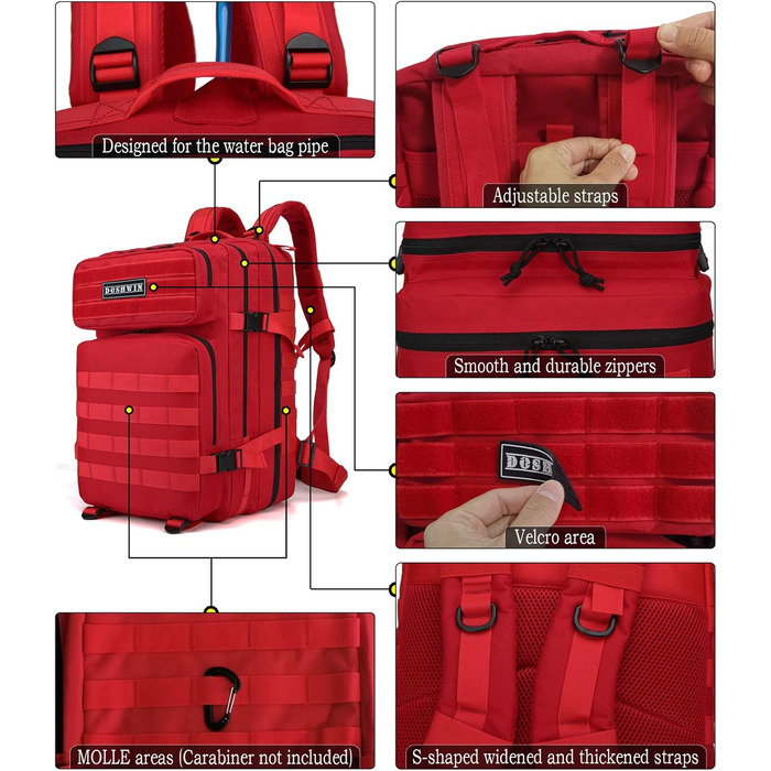 Тактичний військовий рюкзак 40 л Survival Army Molle, червоний