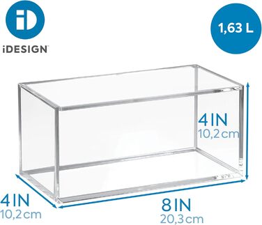 Органайзер для косметики iDesign з кришкою, великий прозорий контейнер із безпечного пластику, штабельований акриловий бокс для макіяжу, 20,3x10,2x10,2 см