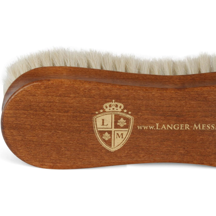 Langer & Messmer Преміум щітка для взуття з козячої шерсті для полірування – професійна полірувальна щітка для догляду за взуттям, взуттєва щітка майстерної якості