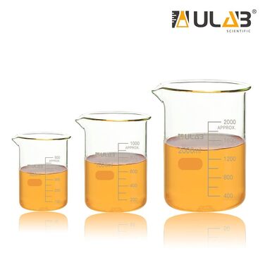 Набір скляних стаканів ULAB Scientific, 3 розміри, боросилікатний