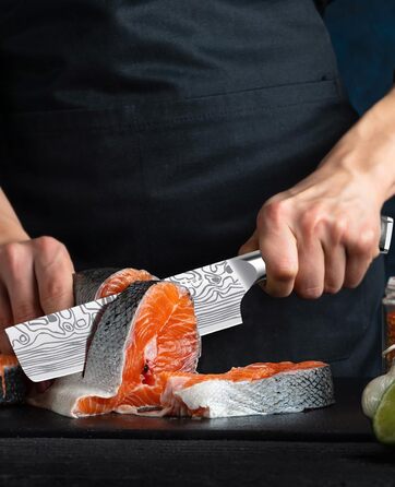 Nakiri ніж MOSFiATA для овочів та м'яса, універсальний кухонний ніж з німецької нержавіючої сталі EN1.4116, з захистом для пальців та леза, у подарунковій коробці
