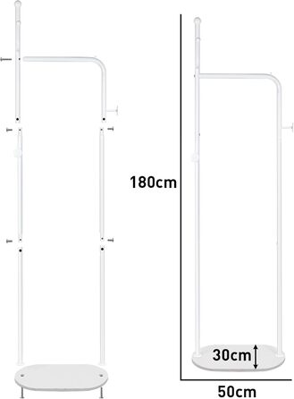 Вішалка для одягу Todeco з мармуровою основою, 50x30x180 см, 6 гачків, для коридору, спальні, вітальні