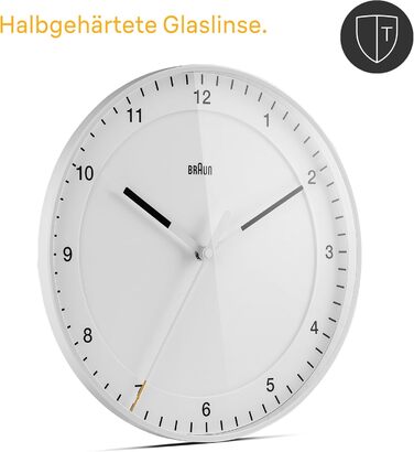 Настінний годинник Braun BC17W-DCF, 30 см, білий, безшумний, радіокерований, велика класична модель, легке читання, центральноєвропейський час (MEZ/GMT+1)