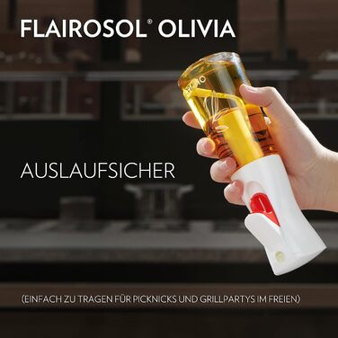 Скляний олійний спрей FLAIROSOL OLIVIA 200 мл з дозуванням, для кухні, салатів, гриля, випічки, золоті листя