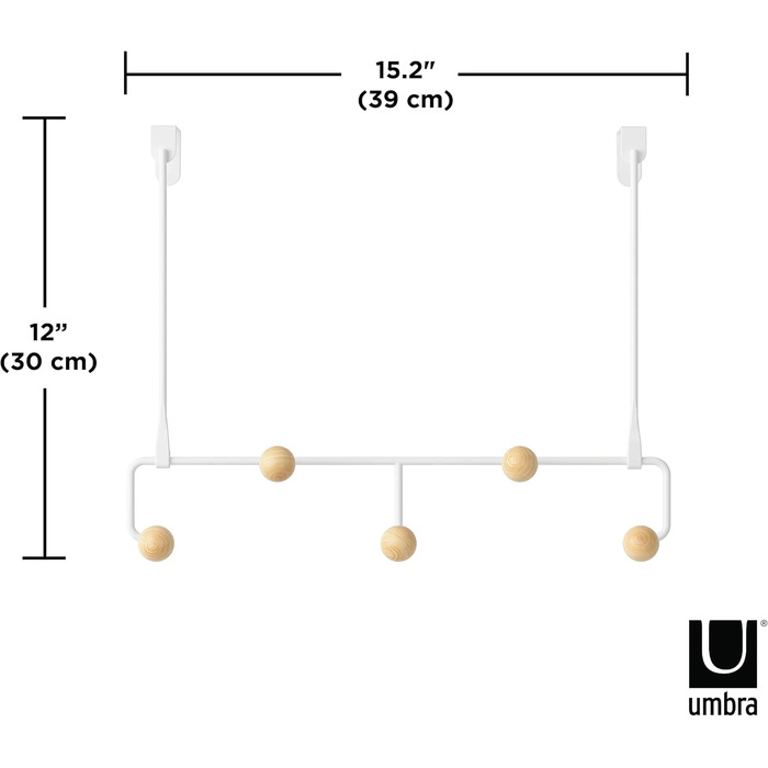 Ключниця з полицею для листів Umbra Estique, настінний органайзер із 5 гачками, білий, для передпокою