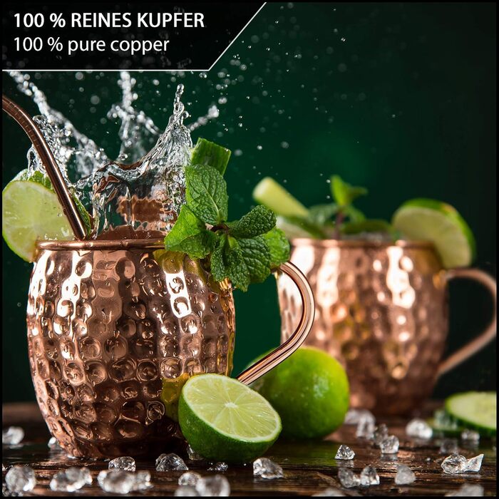 Набір з 2 мідних кухлів Sir Finley Monkey Moscow Mule, 450 мл, чиста мідь, для аюрведи, дизайн-бочка