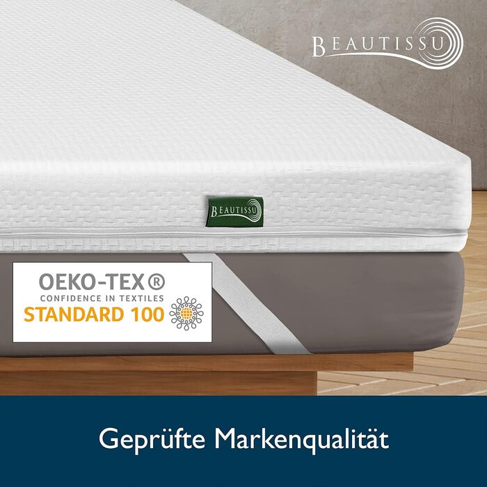 Топер для матраца Beautissu BeauNuit MT Lux 90x200 см, 7 зон, висота 7 см, в'язкоеластичний пінополіуретан, анатомічний, для бокспринг-ліжка, дихаючий, нековзкий, захист матраца