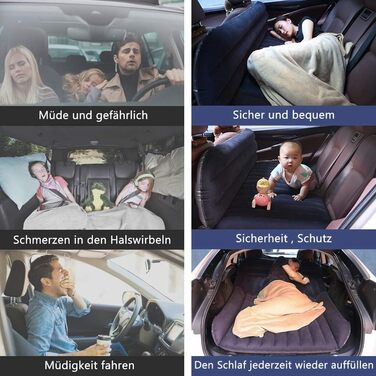 Автомобільний надувний матрац QDH для SUV, товстий матрац для заднього сидіння, ліжко для авто, кемпінгу та подорожей, надувне ліжко для відпочинку на природі