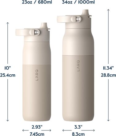 Термобутилка LARQ PureVis 2 680 мл з самостійною очисткою, UV-C LED, додатком контролю води, з нержавіючої сталі, подвійна ізоляція, багаторазова, 2 роки гарантії, колір Mojave Dune
