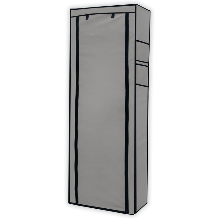 Тканинна шафа INTIRILIFE з блискавкою 170x58x28 см, 9 полиць, для одягу та взуття, розкладна, для кемпінгу, сірий