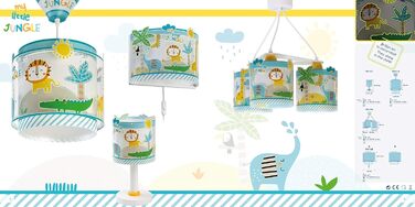 Підвісна лампа для дитячої кімнати Dalber My Little Jungle, 3 плафони, E27, різнокольорова, з малюнками тварин джунглів