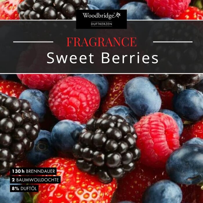 Ароматична свічка у склі з кришкою, набір 2 шт. Sweet Berries, фруктовий аромат, велика, фіолетова, 565г, тривалий час горіння (130 годин)