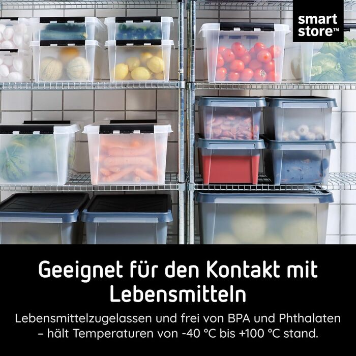 SmartStore – набір з 10 контейнерів для зберігання з кришкою Classic 14 л (40x30x11 см), харчовий пластик, посилені кути, стійкі до штабелювання, гарантія 10 років