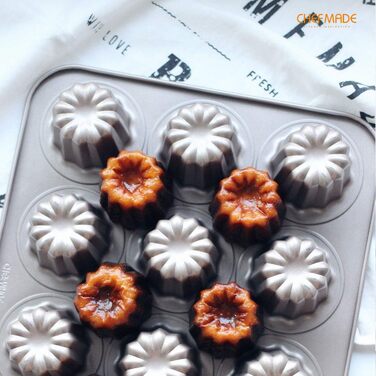 Форма для випікання канеле CHEFMADE, 12 отворів, антипригарна, для мафінів та кексів, шампань золото, для духовки