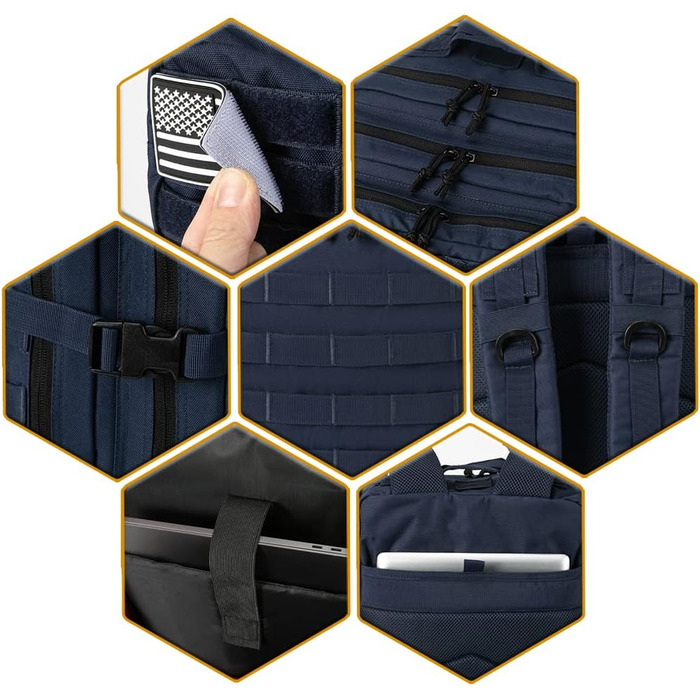 Тактичний рюкзак QT&QY 45 л, армійський, військовий Molle, для чоловіків, туристичний, для походів, 3-денний, синій