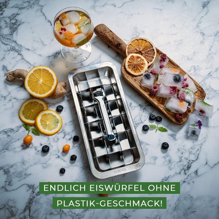 Металева форма для льоду ECO Brotbox, 0,6 л, 18 кубиків, харчова нержавіюча сталь, без пластику, придатна для посудомийки