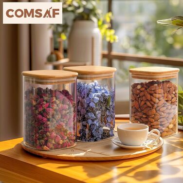 Набір скляних банок для зберігання ComSaf, 4 розміри, 9 шт.