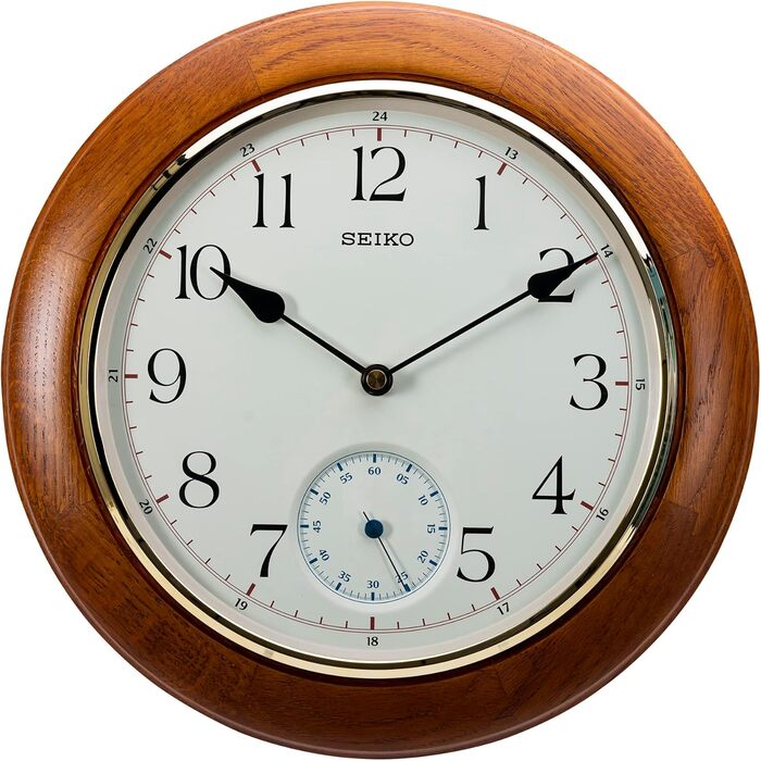 Настінний годинник Seiko коричневий, дерево (дуб), безшумний механізм QXA432B