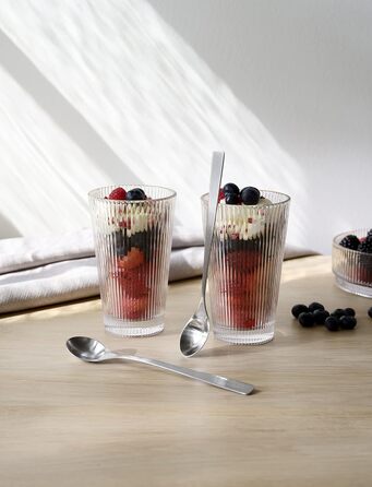 Склянки Stelton Pilastro 350 мл — рифлені, скло, набір 4 шт, для гарячих та холодних напоїв, підходять для посудомийки, штабельовані