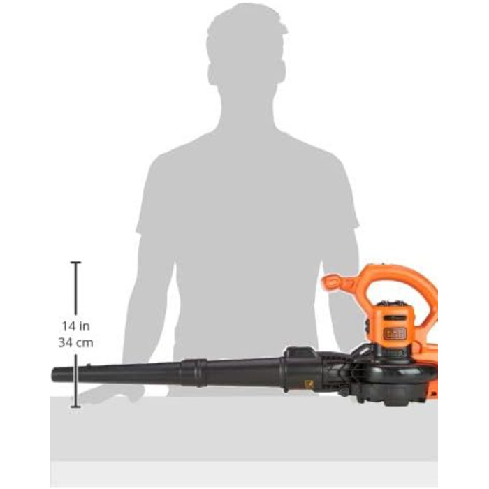 Black+Decker 3-в-1 електричний пилосос для листя BEBLV260, 2600 Вт, із подрібнювачем, швидкість повітря 315 км/год, мішок 40 л, ремінь, для терас, доріжок, під'їздів