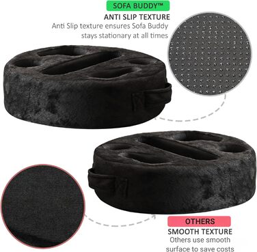 Підставка для чашок Sofa-Buddy з м'якого велюру, чорна, органайзер на диван, тримач для напоїв, практичний аксесуар для дивану