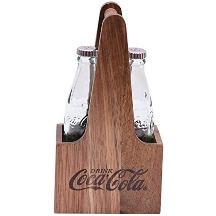 Набір солонка та перечниця TableCraft Coca-Cola з дерев'яною коробкою