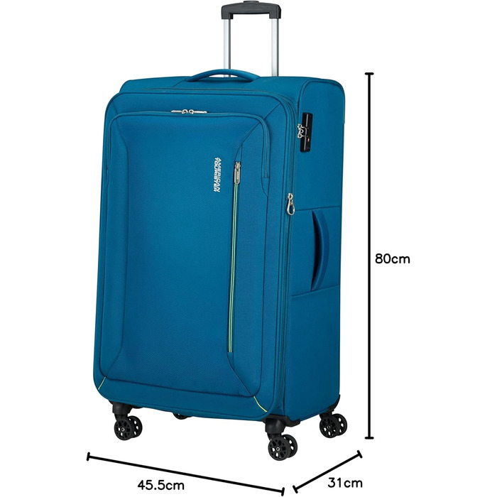 Валіза American Tourister Hyperspeed Spinner L розширювана, 80 см, 109/116 л, бірюзова (Deep Teal), поліпропілен