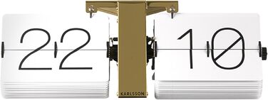 Годинник Karlsson Flipwatch без корпусу, білий, металевий латунний стенд, 8,5x36x14 см, стильний настільний годинник