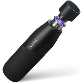 Пляшка LARQ Movement PureVis 950 мл – самочистка УФ, нержавіюча сталь, силіконова оболонка, легка, ударостійка, зберігає холод, для спорту, бігу та активного відпочинку, чорна/онікс