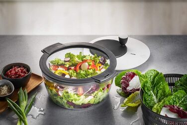 Сушарка для салату GEFU з кришкою, 3 л, пластик, чорна/сіра