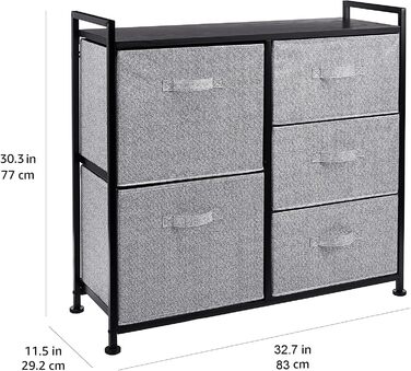 Amazon Basics шафа для зберігання одягу з 5 текстильними шухлядами, біла (чорна)