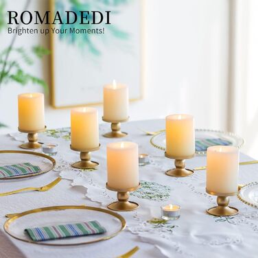 Набір золотих металевих свічників Romadedi для тонких і стовпчикових свічок, 12 шт — вінтажні тримачі для декору весілля, святкового столу, Різдва, вітальні, адвенту